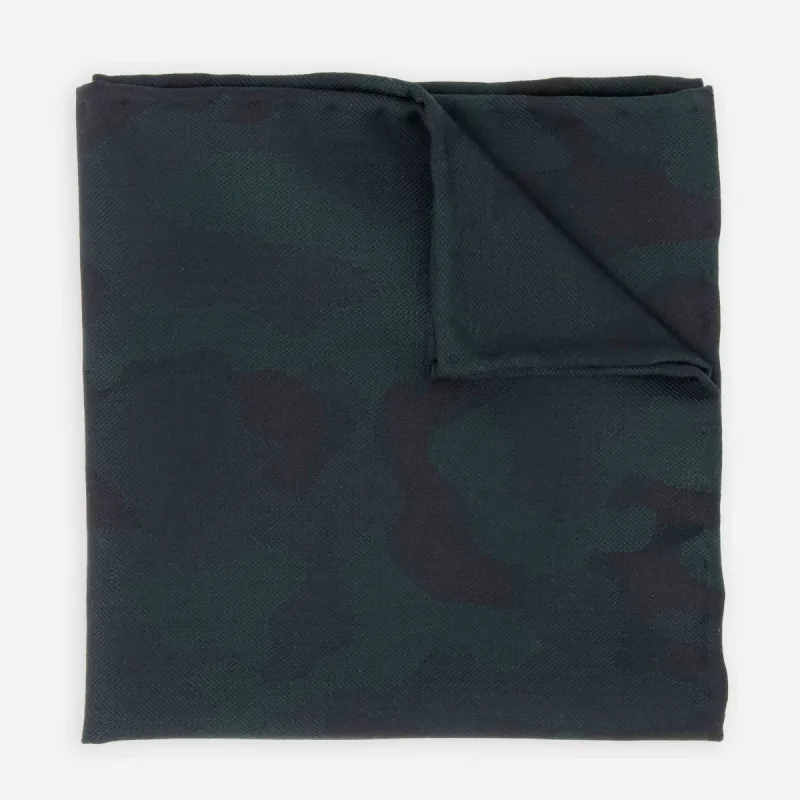 Barberis Wool Camuffare Hunter Green Pocket Square sold by The Tie Bar