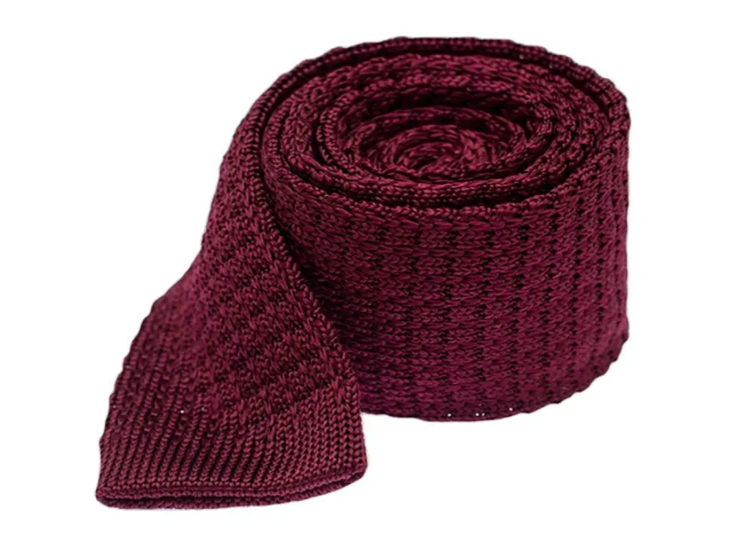 Textured Solid Knit Deep Burgundy Tie sold by The Tie Bar