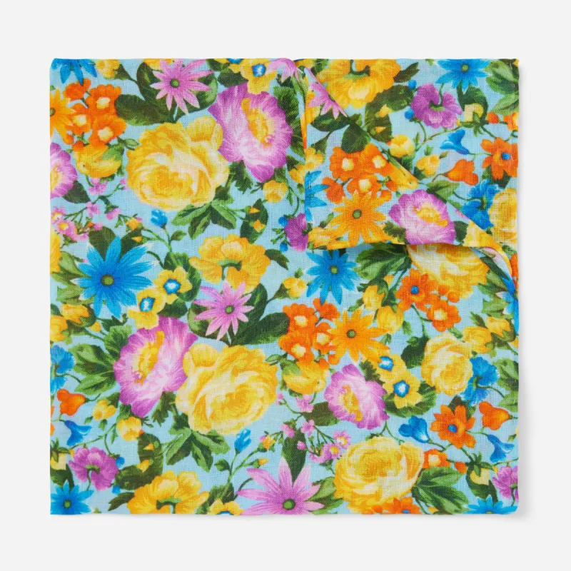 Duke Floral Light Blue Pocket Square sold by The Tie Bar