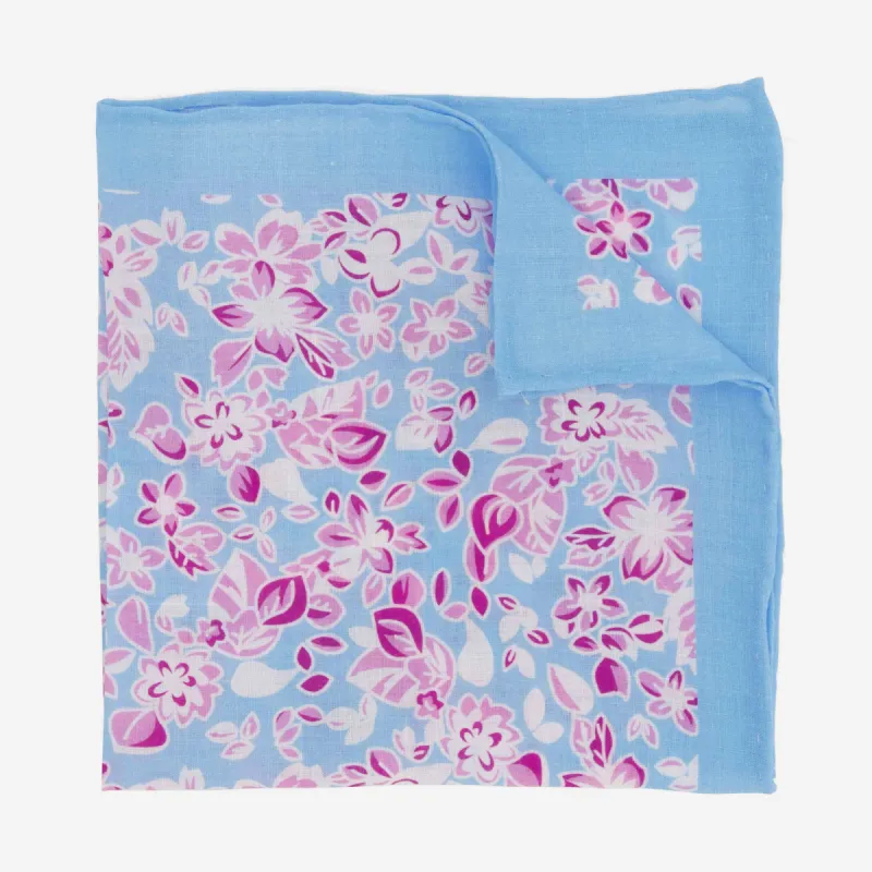 Tossed Lillies Light Blue Pocket Squares sold by The Tie Bar