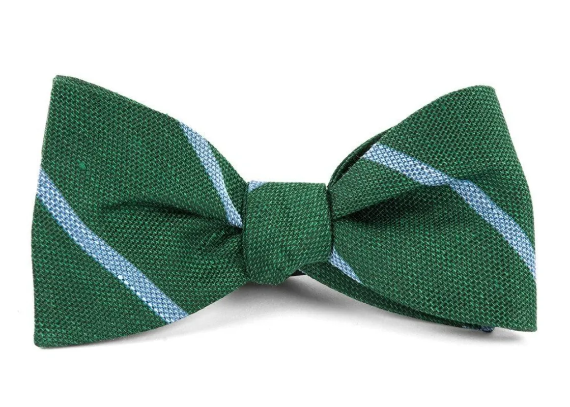 Spring Break Stripe Hunter Green Bow Tie sold by The Tie Bar