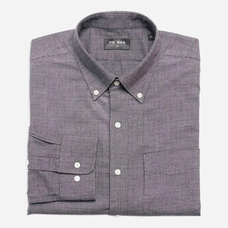 Flannel Glenplaid Charcoal Casual Shirt sold by The Tie Bar