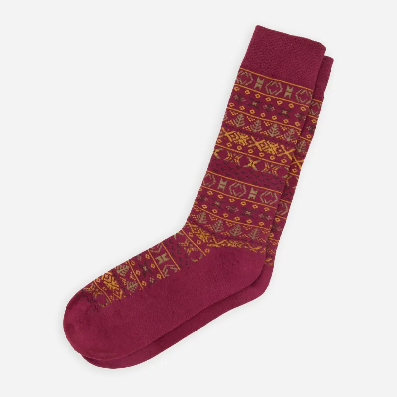 Multi Fairisle Burgundy Dress Socks sold by The Tie Bar