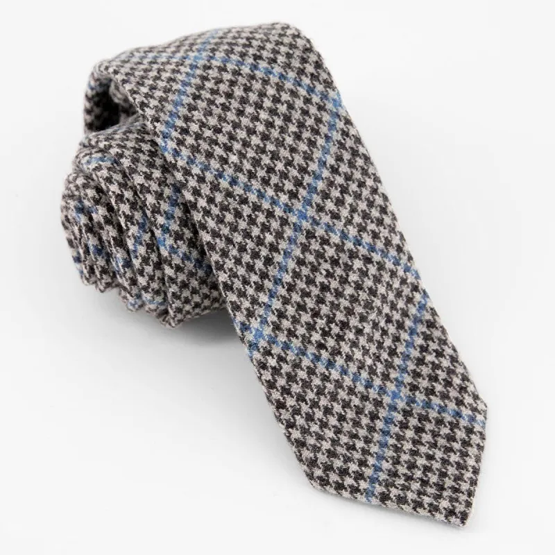 Unlined Houndstooth Wool Grey Tie sold by The Tie Bar
