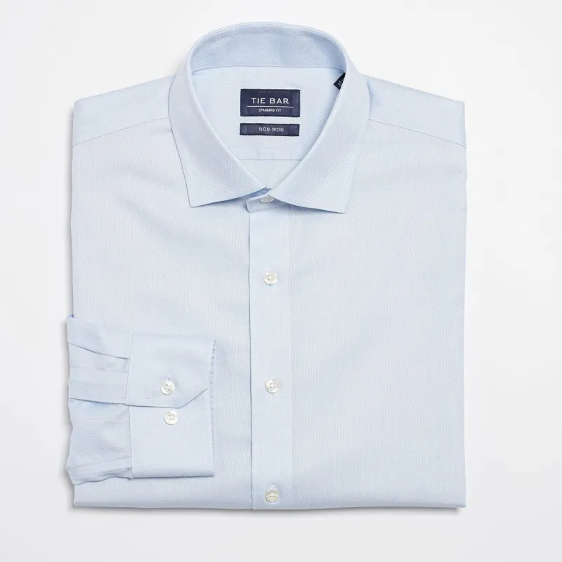 Textured Solid Light Blue Non-Iron Dress Shirt sold by The Tie Bar