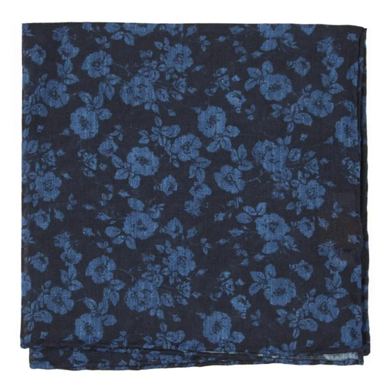 Linen Buds Navy Pocket Square sold by The Tie Bar