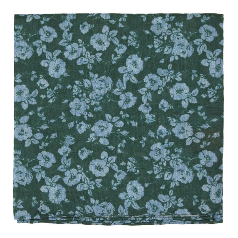 Linen Buds Hunter Green Pocket Square sold by The Tie Bar