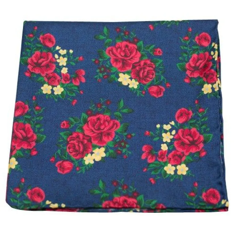 Hinterland Floral Navy Pocket Square sold by The Tie Bar