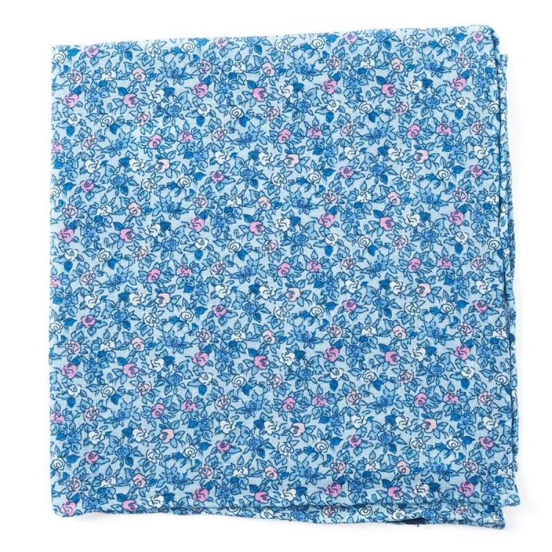 Floral Buzz Sky Blue Pocket Square sold by The Tie Bar