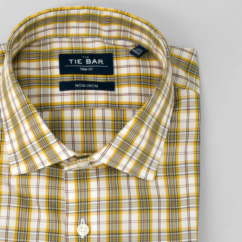Dress Plaid Yellow Non-Iron Dress Shirt sold by The Tie Bar