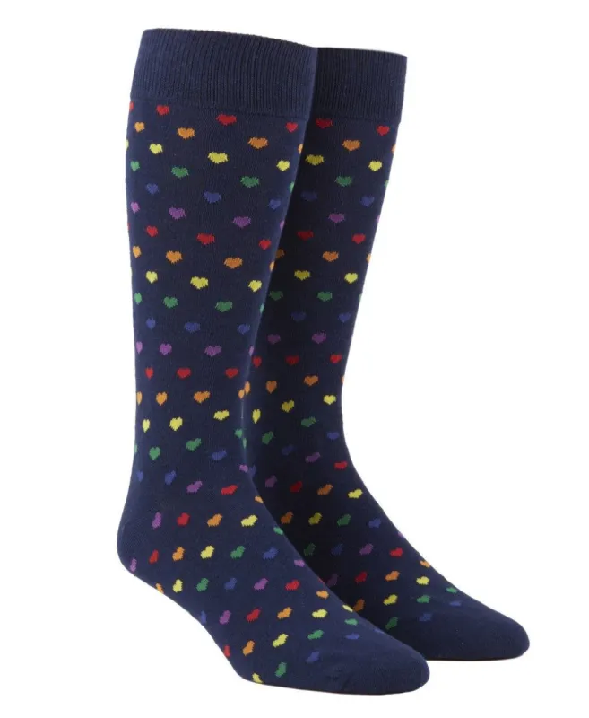 The Equality Pride Sock Navy Dress Socks sold by The Tie Bar
