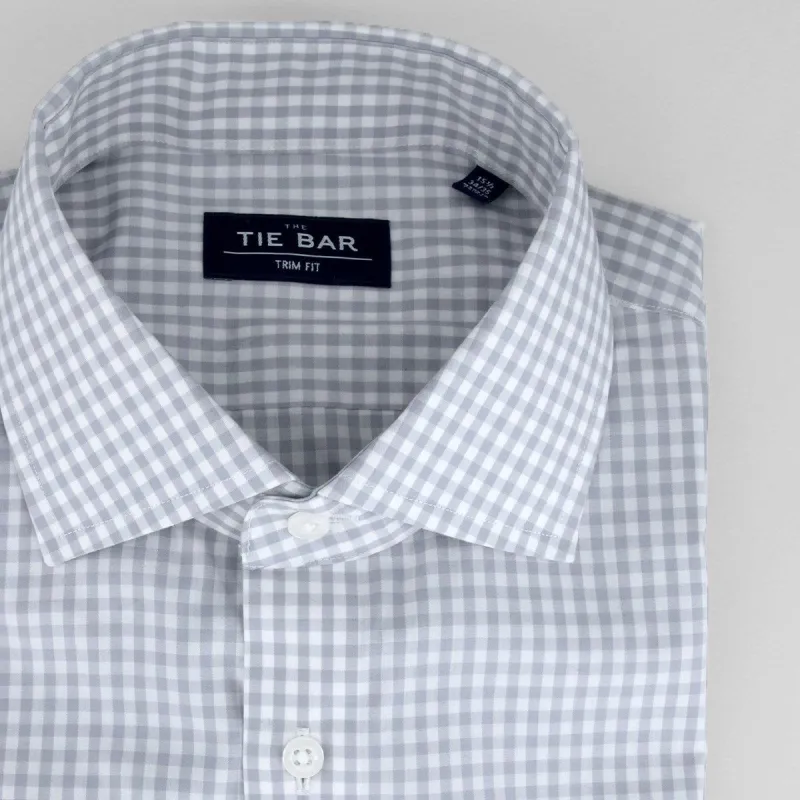 Gingham Grey Non-Iron Dress Shirt sold by The Tie Bar