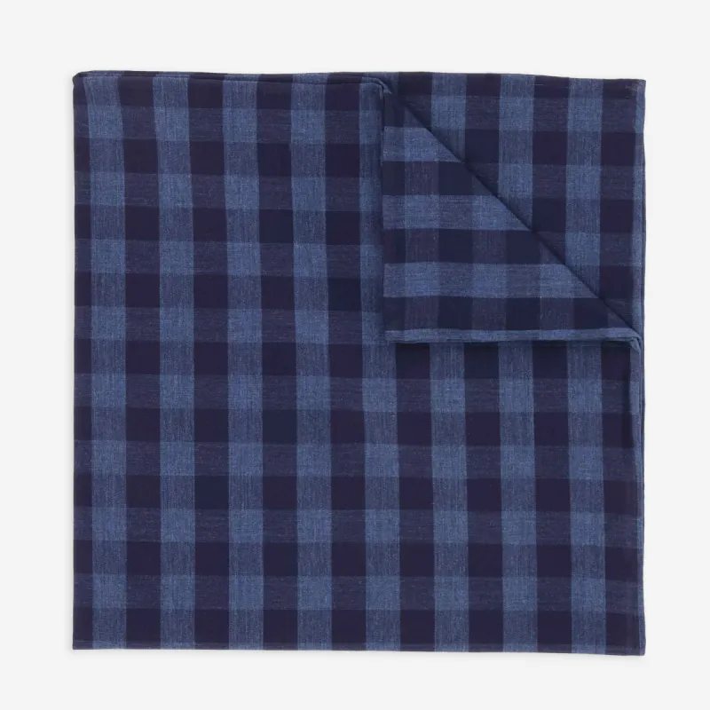 Big Check Navy Pocket Square sold by The Tie Bar