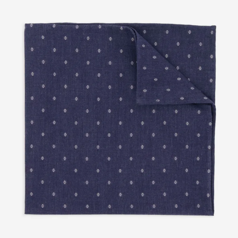 Medallion Dot Navy Pocket Square sold by The Tie Bar