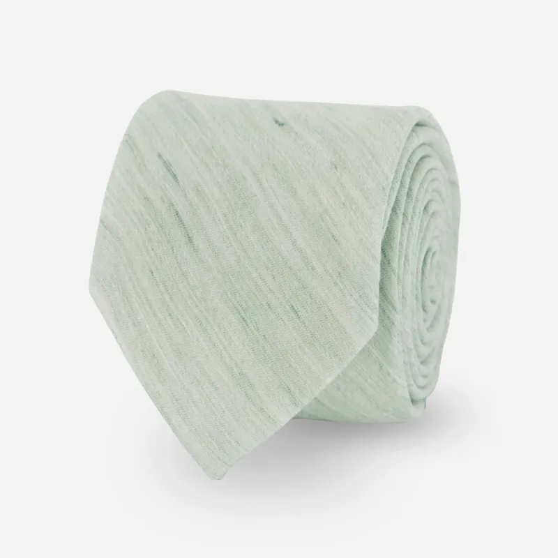 Solid Slub Linen Sage Green Tie sold by The Tie Bar
