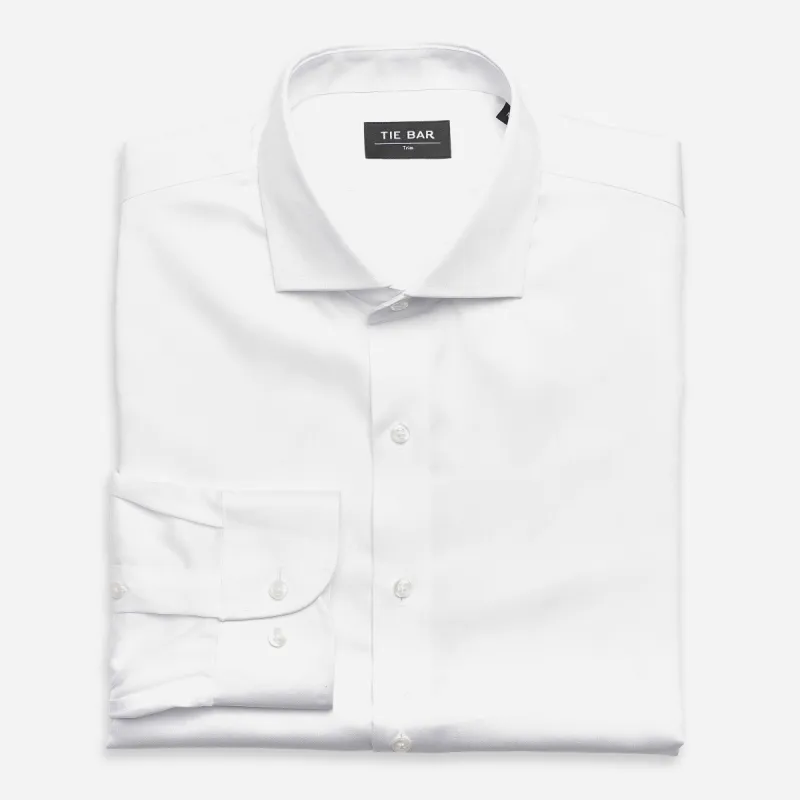 Twill Solid White Non-iron Dress Shirt sold by The Tie Bar