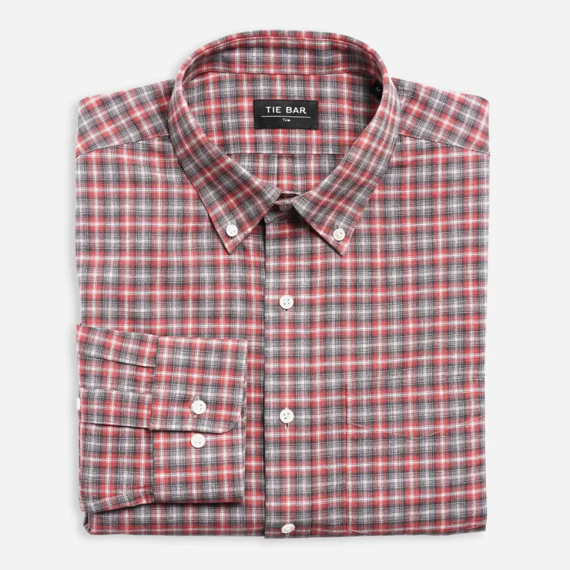 Textured Plaid Red Casual Shirt sold by The Tie Bar