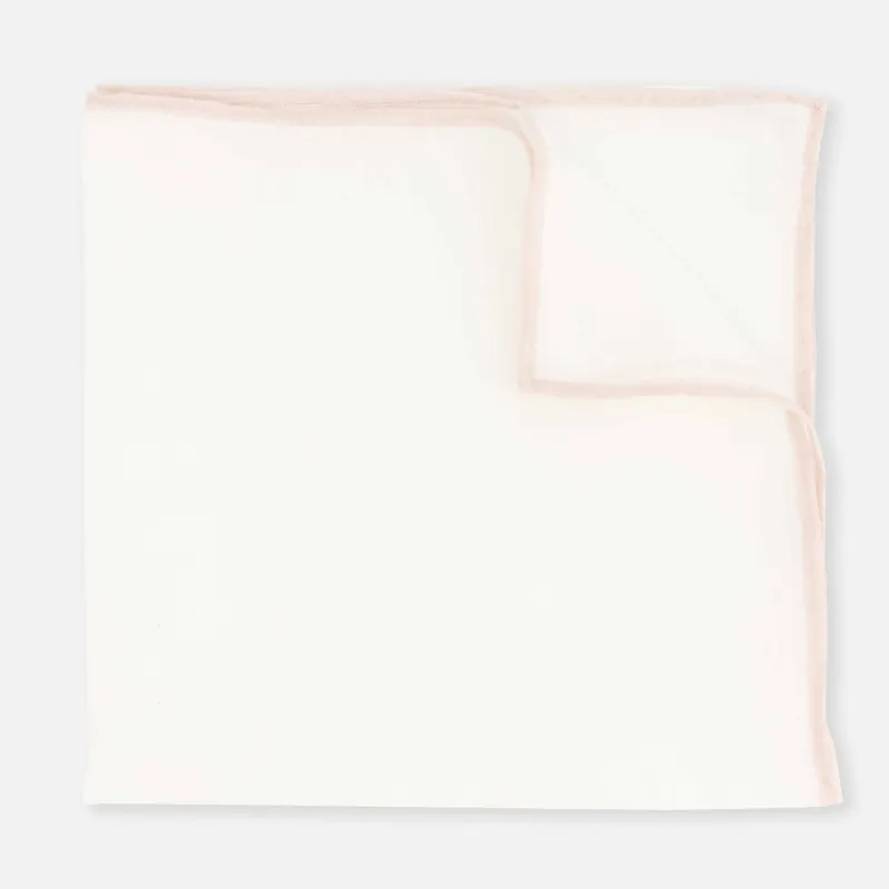 White Linen With Rolled Border Light Champagne Pocket Square sold by The Tie Bar