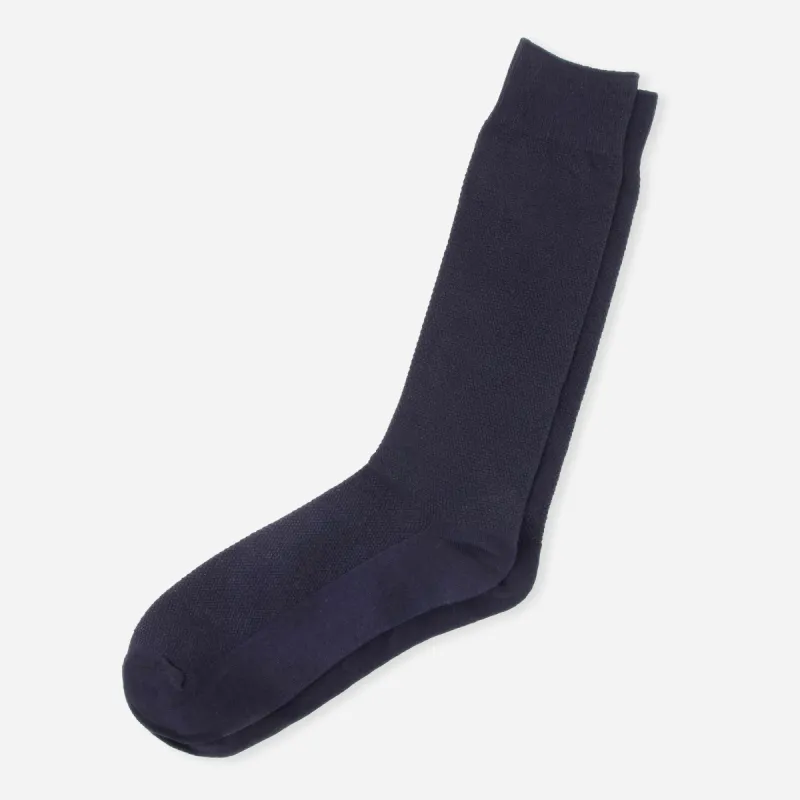 Solid Pique Navy Dress Socks sold by The Tie Bar