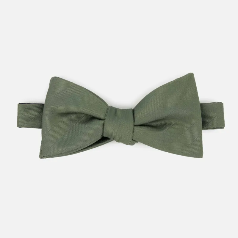 Herringbone Vow Olive Bow Tie sold by The Tie Bar