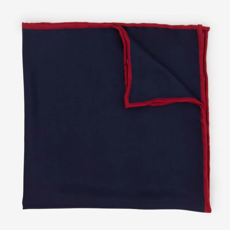 Silk with Color Pop Border Navy Pocket Square sold by The Tie Bar