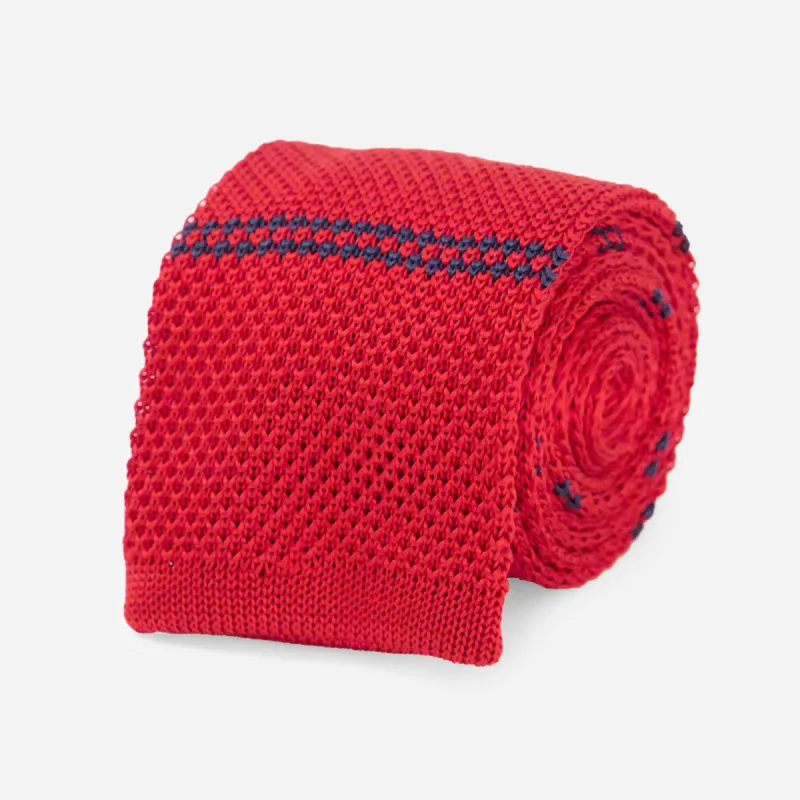Double Stripe Knit Red Tie sold by The Tie Bar