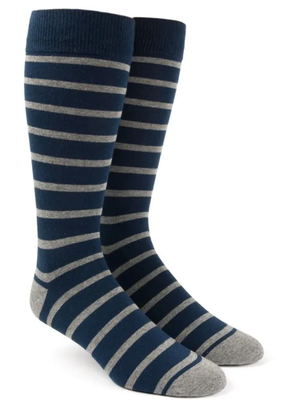 Trad Stripe Classic Navy Dress Socks sold by The Tie Bar
