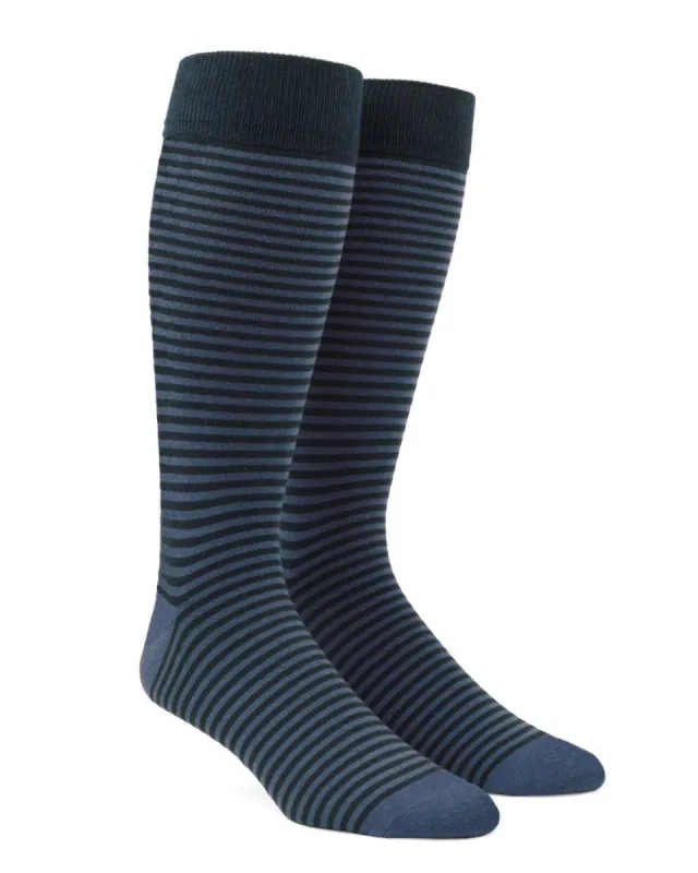 Thin Stripes Slate Blue Dress Socks sold by The Tie Bar
