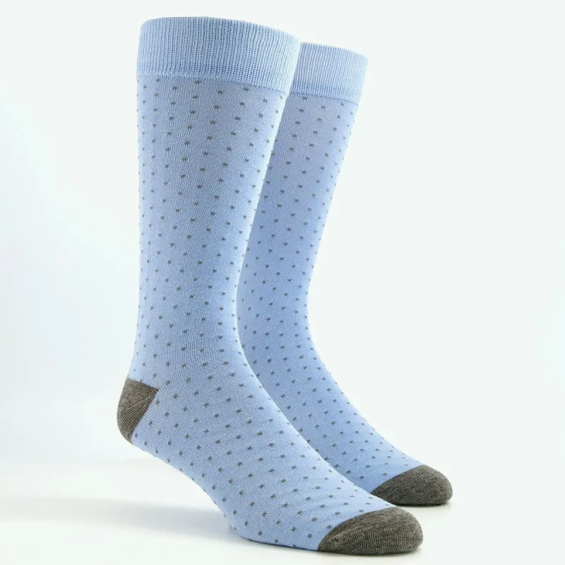 Mumu Weddings - Seaside Dot Steel Blue Dress Socks sold by The Tie Bar