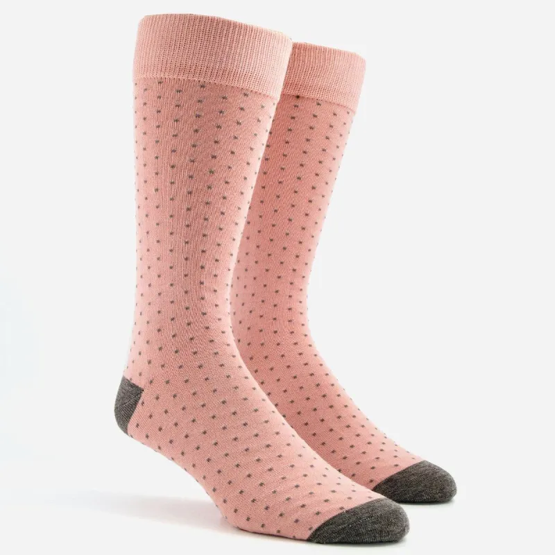 Mumu Weddings - Seaside Dot Dusty Blush Dress Socks sold by The Tie Bar