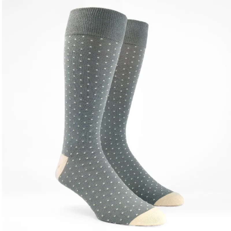 Mumu Weddings - Seaside Dot Silver Sage Dress Socks sold by The Tie Bar