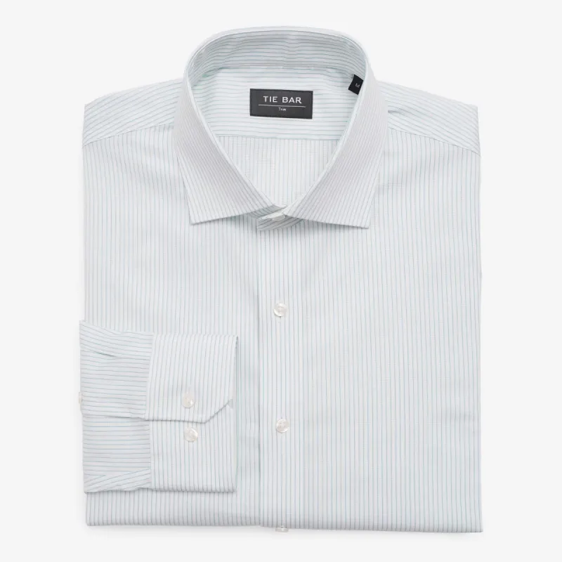 Soft Stretch Textured Mini Stripe Light Blue Dress Shirt sold by The Tie Bar