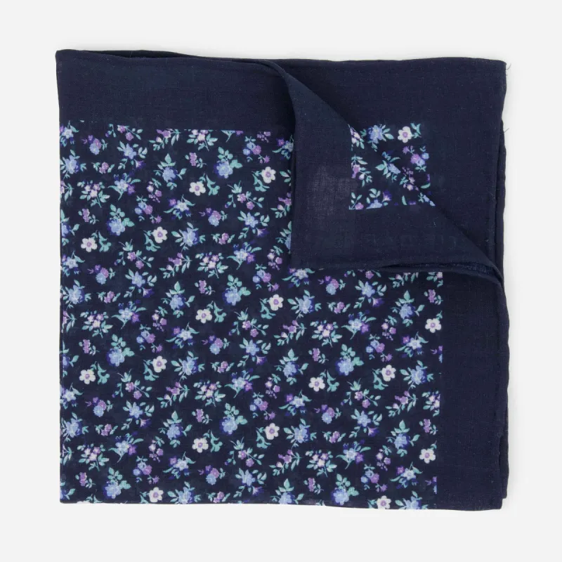 Ditzy Daisies Navy Pocket Squares sold by The Tie Bar