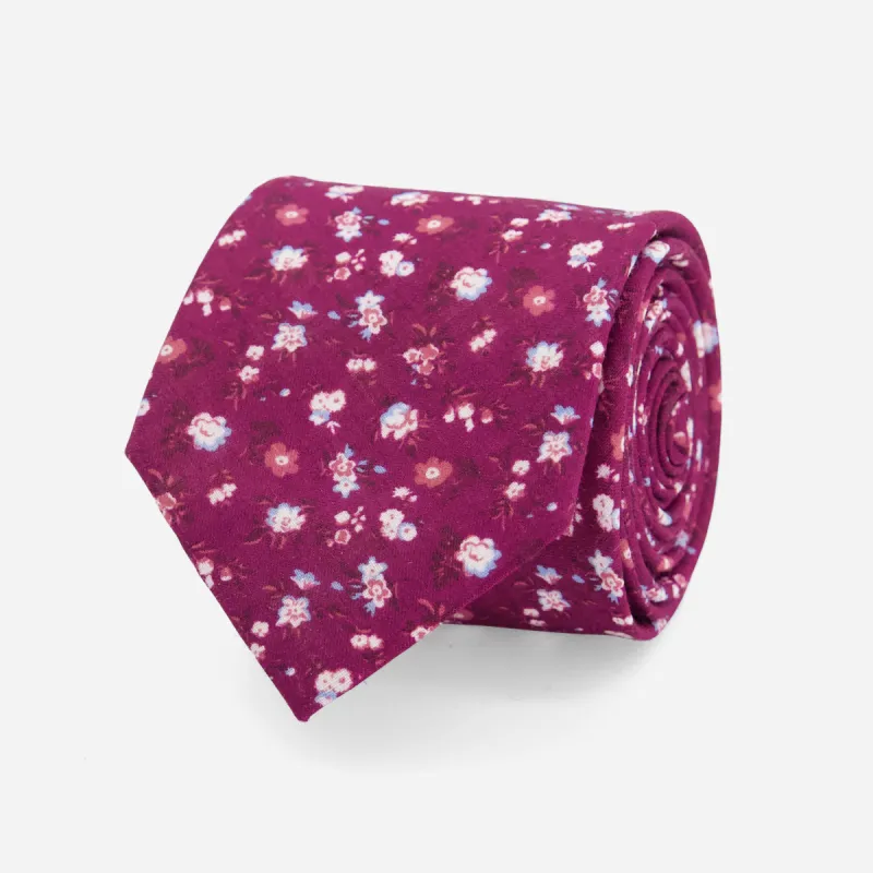 Ditzy Daisies Burgundy Tie sold by The Tie Bar