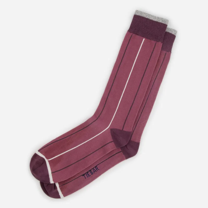 Vertical Stripe Mauve Socks sold by The Tie Bar