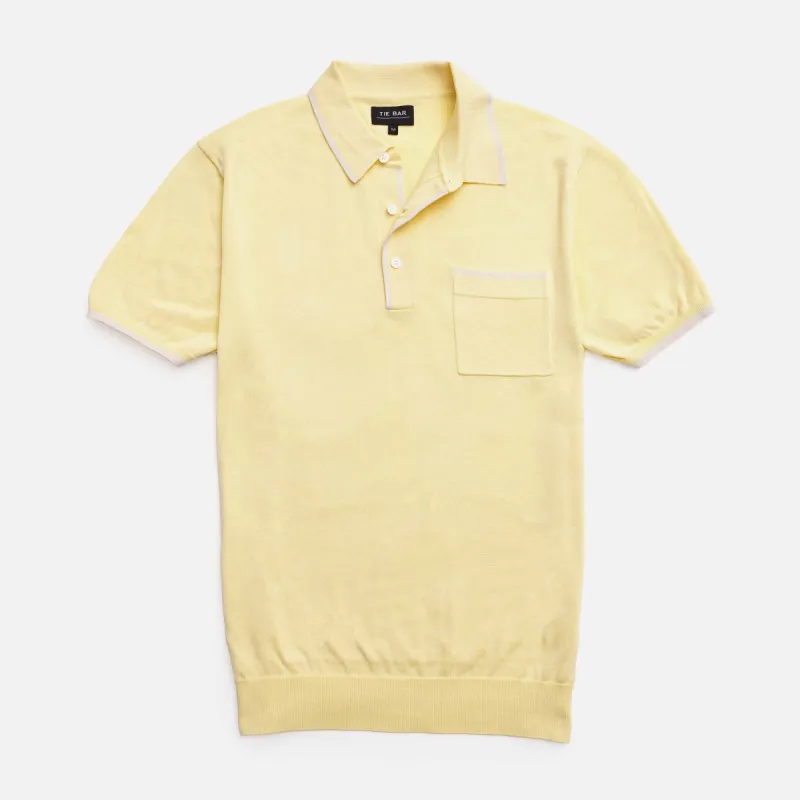 Tipped Cotton Sweater Lemon Polo sold by The Tie Bar