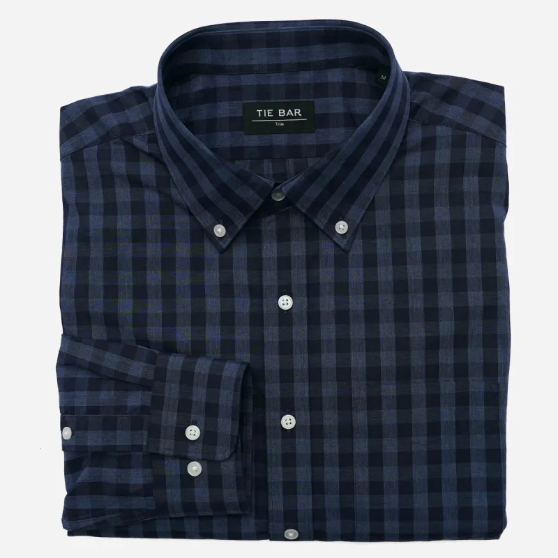 Brushed Cotton Plaid Blues Casual Shirt sold by The Tie Bar