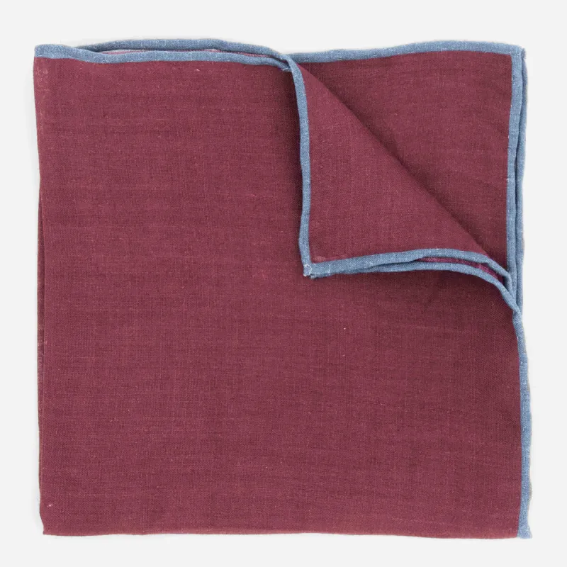 Linen with Color Pop Border Burgundy Pocket Square sold by The Tie Bar