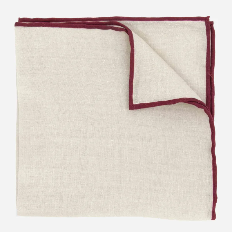 Linen with Color Pop Border Grey Pocket Square sold by The Tie Bar