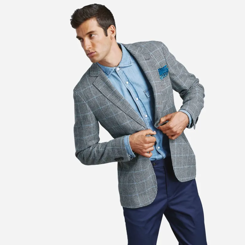 The Wool Miracle Houndstooth Plaid Grey Jacket sold by The Tie Bar