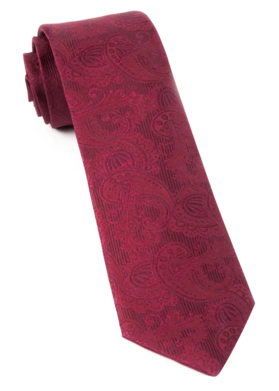 Twill Paisley Burgundy Tie sold by The Tie Bar
