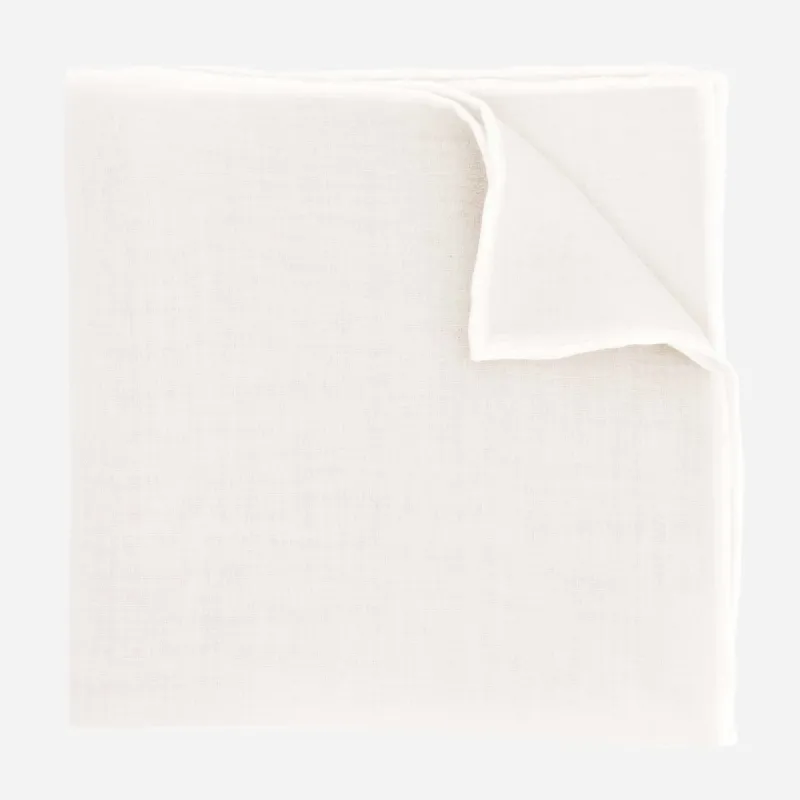 Linen with White Border Light Grey Pocket Square sold by The Tie Bar