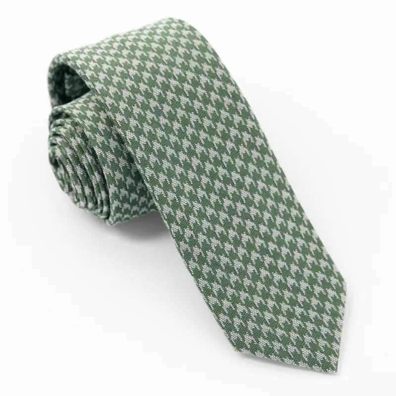 Royal Houndstooth Olive Tie sold by The Tie Bar