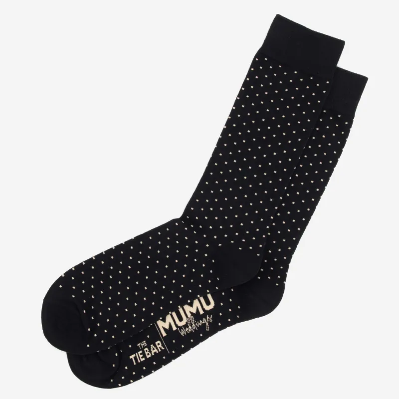 Mumu Weddings - Seaside Dot Black Socks sold by The Tie Bar