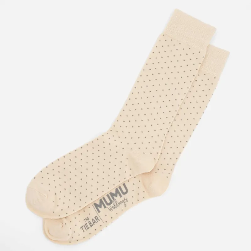 Mumu Weddings - Seaside Dot Champagne Socks sold by The Tie Bar