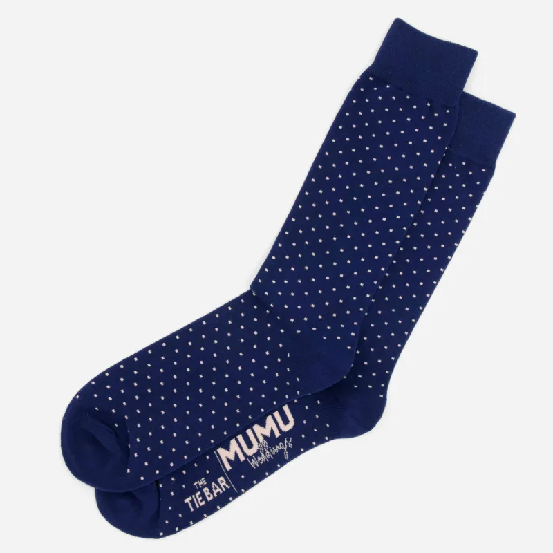 Mumu Weddings - Seaside Dot Navy Socks sold by The Tie Bar