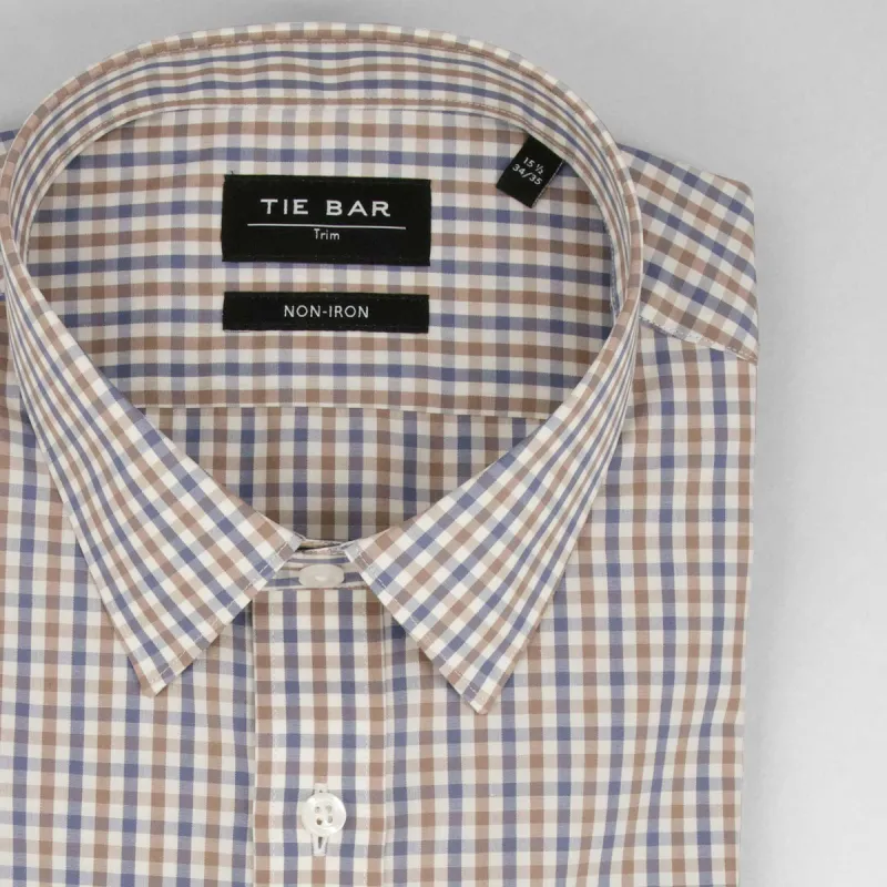 Modern Tattersall Blue Non-Iron Dress Shirt sold by The Tie Bar