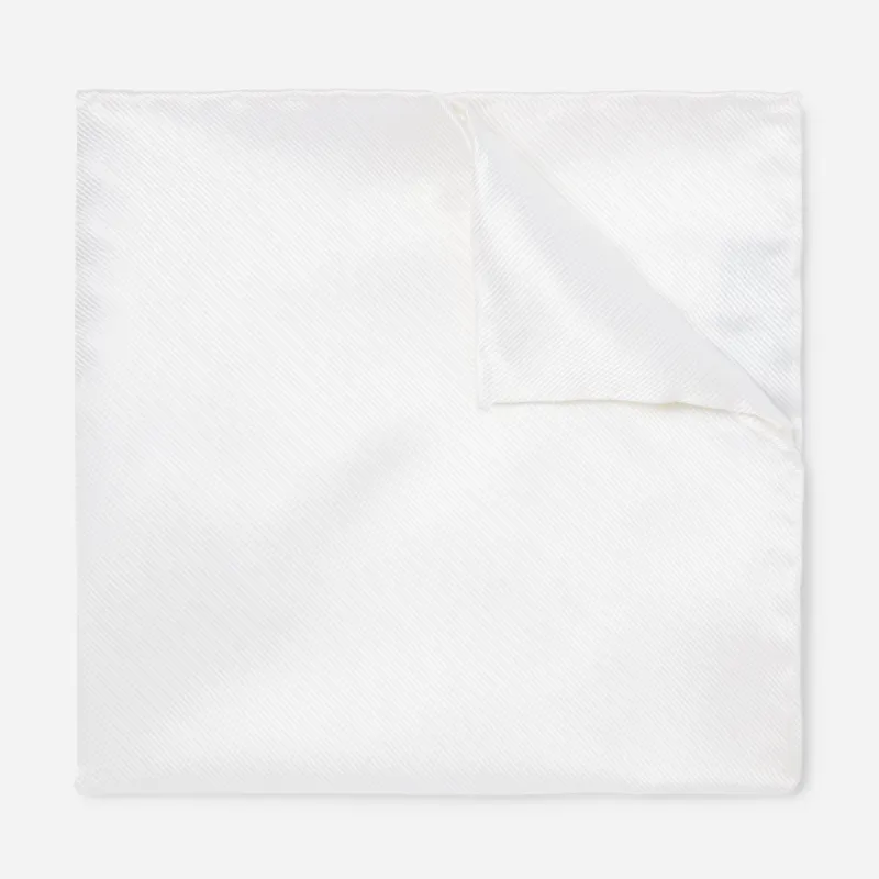 Solid Twill White Pocket Square sold by The Tie Bar