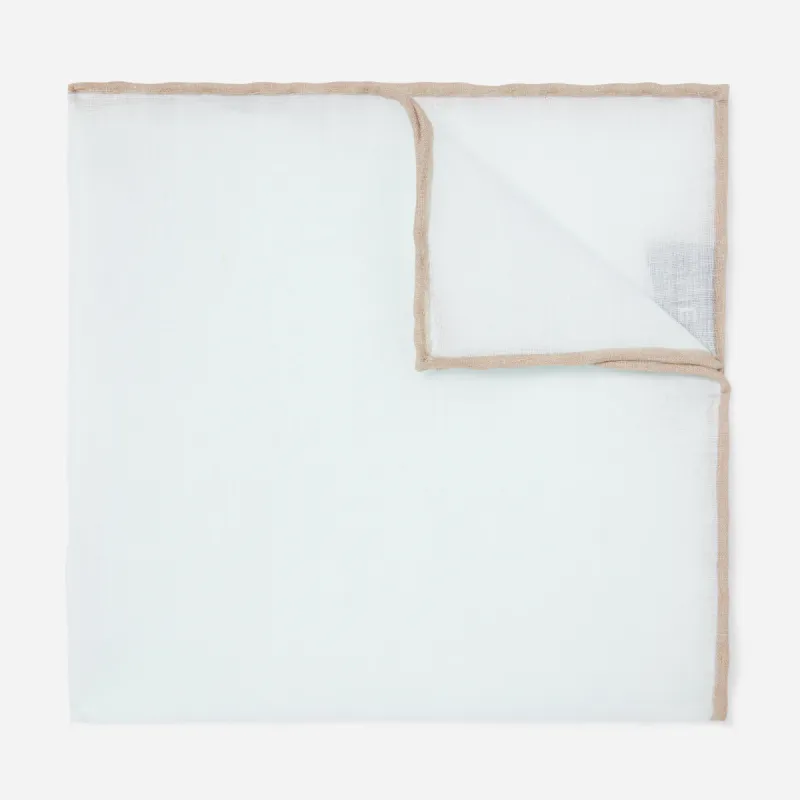 White Linen With Rolled Border Champagne Pocket Square sold by The Tie Bar
