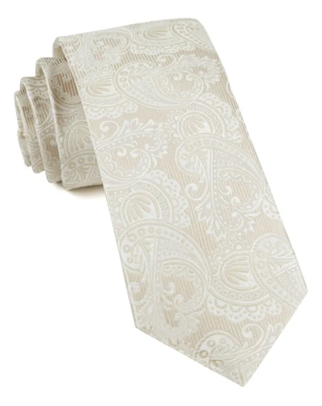 Twill Paisley Light Champagne Tie sold by The Tie Bar
